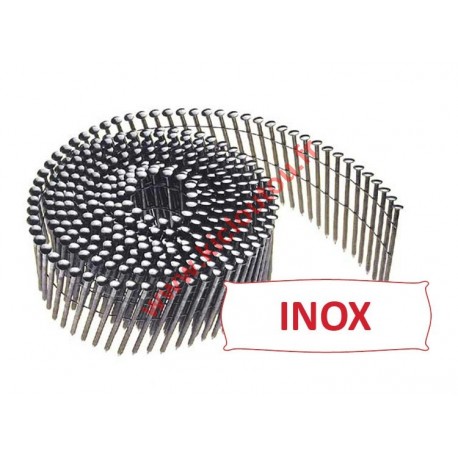 300 pointes 16° de 2.5x60 mm crantées INOX A2 TB en rouleaux plats liaison fil inox