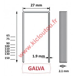 Agrafes BS  75 mm Galva - Boite de 1000 pour panneau isolant épais