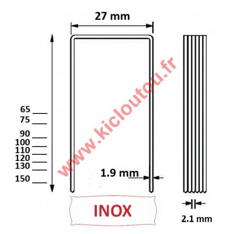 Agrafes BS 130 mm inox A2 - Boite de 1000 pour panneau isolant épais