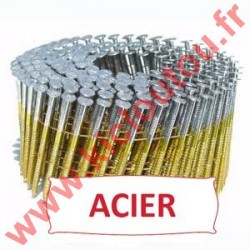 Clous 16° 2.1x45 mm crantées en rouleaux plats fil métal