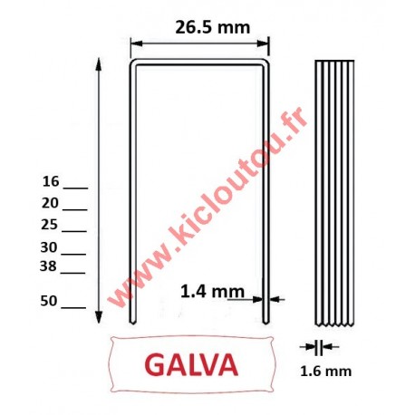 Agrafes W5562 - 16mm Galva - Boite de 10000