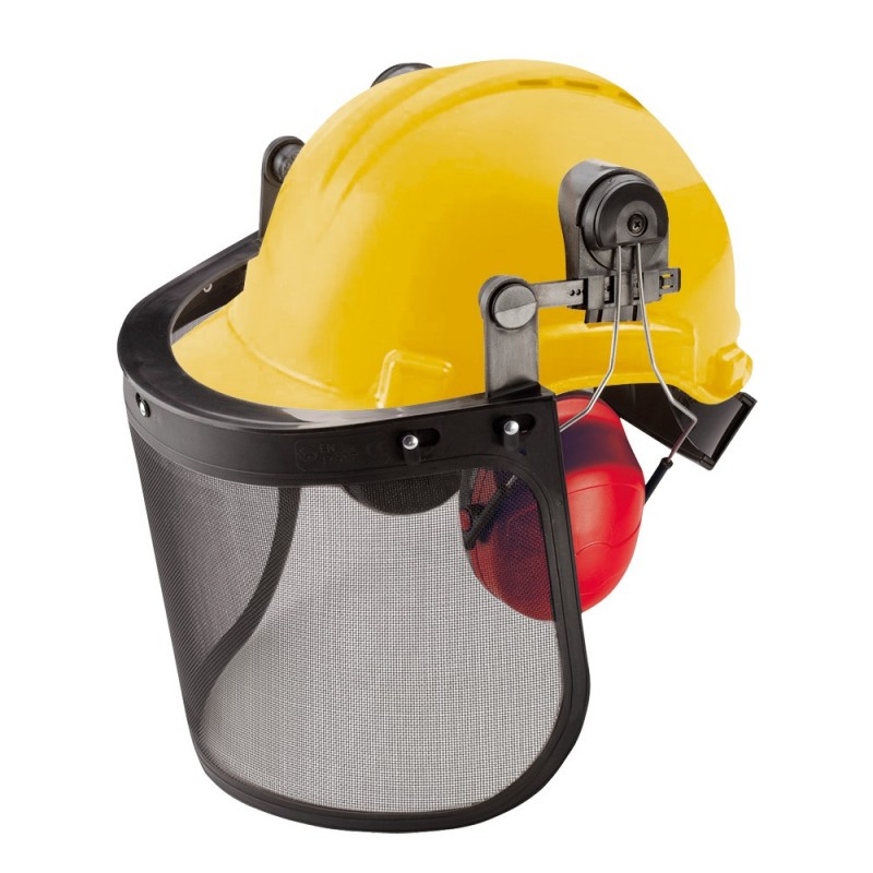 Casque De Sécurité Draper Avec Protège-Oreilles Et Visière - Jaune - Polyéthylène Haute Densité