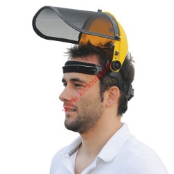 Casque anti bruit avec visiere grillagee de protection relevable