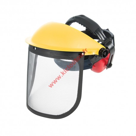 Casque forestier SINGER orange / casque coquille anti bruit / porte visière  / visière grillagée - HGCF01