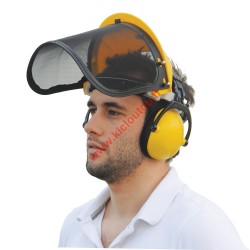 Visière grillagée de forestier avec casque anti-bruit Silverline 140878