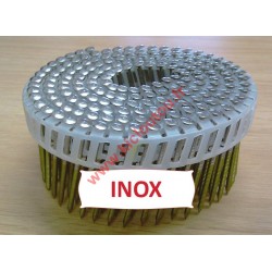 Pointes 16° 2.3x45 mm crantées INOX A2 TB en rouleaux plats fil PVC