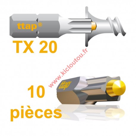 Embouts Torx Ttap TX20 25mm Blister de 10 embouts