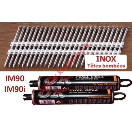 Pack 2200 clous 3.1x55 TB INOX A2 pour Paslode IM90I/IM90 Pack 2200 clous 3.1x55 TB INOX A2 pour Paslode IM90I/IM90