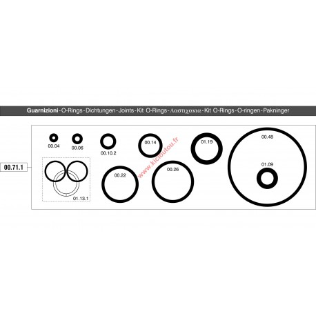 Kit joints Omer 00.71.1 pochette pièce de rechange O-rings réparation