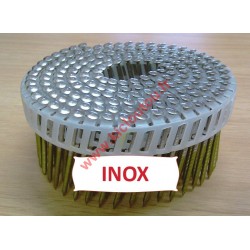 Pointes en rouleau 16° 2.1x32 mm crantées INOX A2 TB en rouleaux plats fil PVC
