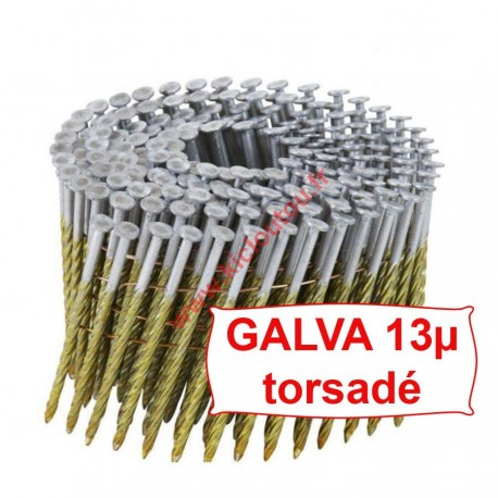 Clous en rouleau 16° 3.8x130 mm spiralées galva 13µ par carton pour construction bois