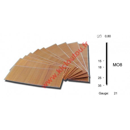 Pointes finettes sans tête 0.8 21GA - 18 mm - MO8 - BE - S700 Pointes finettes sans tête 0.8 21GA - 18 mm - MO8 - BE - S700