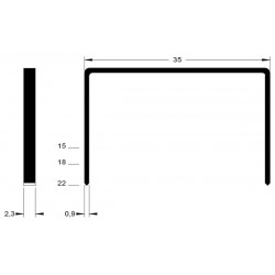 Agrafes cuivre 35 - JK560 22 mm - Boite de 1500