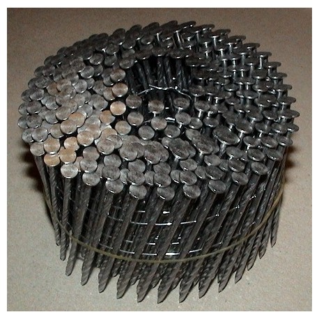 Pointes 16° 3.8x130 mm spiralées  ACIER en rouleaux fil métal X 1800