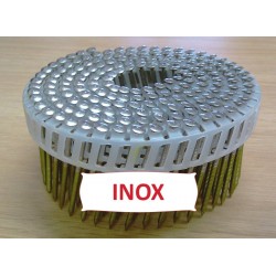 Pointes 16° 2.6x50 mm crantées INOX A4 TB en rouleaux plats fil PVC