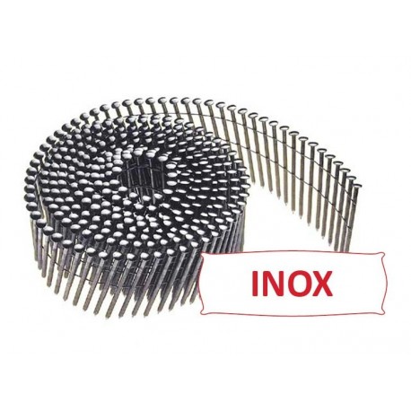 Pointes 16° 2.8x75 mm crantées INOX A2 TB en rouleaux plats fil inox