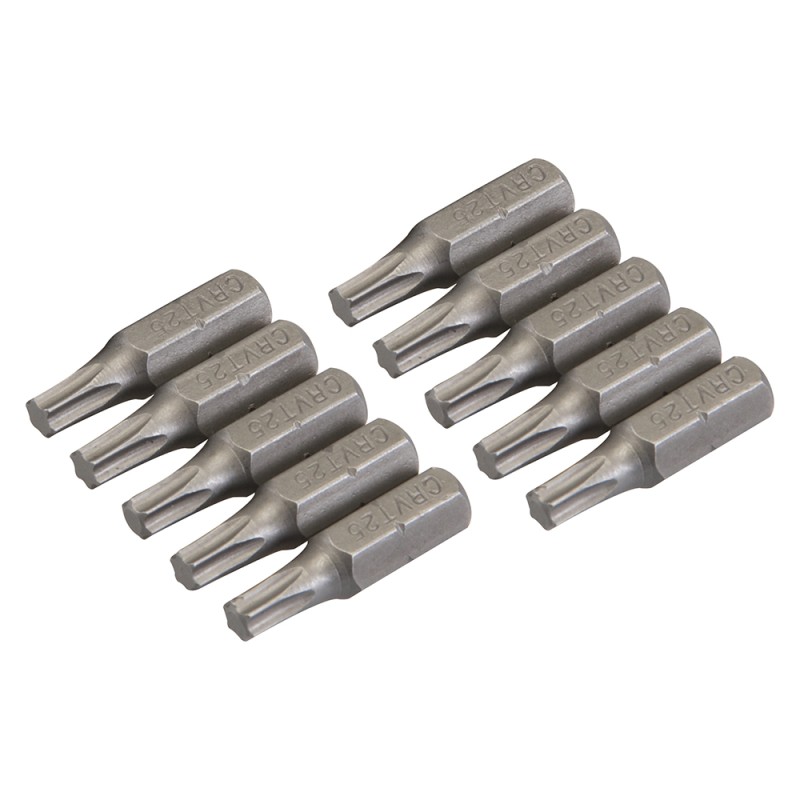 10 embouts T25 chrome-vanadium 25mm torx