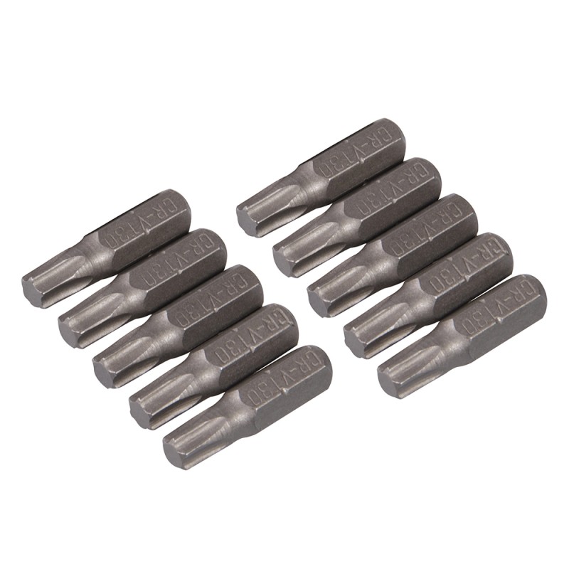 10 embouts T30 chrome-vanadium 25mm torx