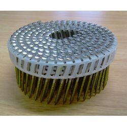 Pointes 16° 2.5x35 mm crantées INOX A2 TB en rouleaux plats fil PVC X 8400