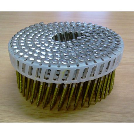 Pointes 16° 2.5x35 mm crantées INOX A2 TB en rouleaux plats fil PVC X 8400