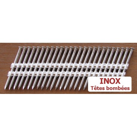 Pointes 34° INOX 3.1x55 TB CRANTEES boite de 2000 SANS gaz