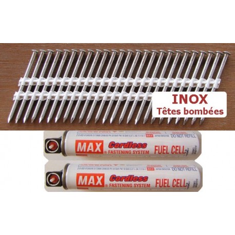 Pack pointes 34° INOX 3.1x55 TB CRANTEES boite de 2000 AVEC gaz