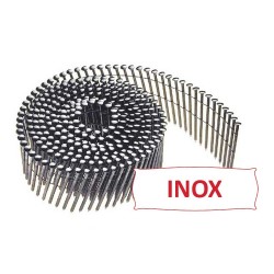 Pointes 16° 2.1x45 mm crantées INOX A2 TB en rouleaux plats fil inox X 12600