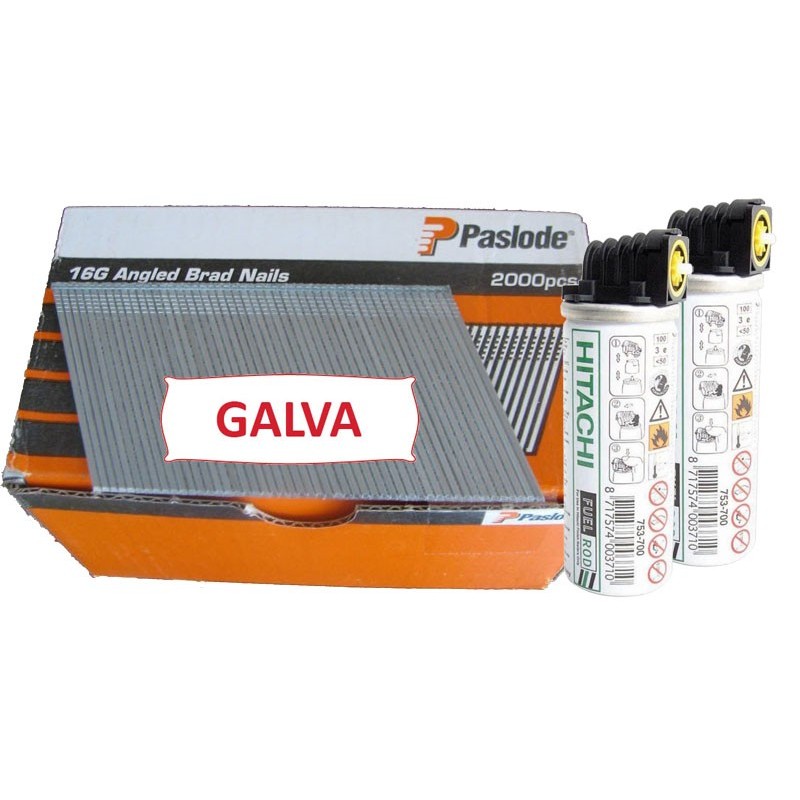gaz IM65A/250A Angle Brads Galva 20° Pack 2000 clous TH F16/63 mm gaz IM65A/250A Angle Brads Galva 20° Pack 2000 clous TH F16/63 mm