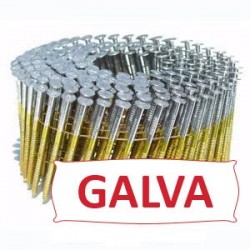 Pointes 16° 2.3x45 mm crantées galva en rouleaux plats fil métal