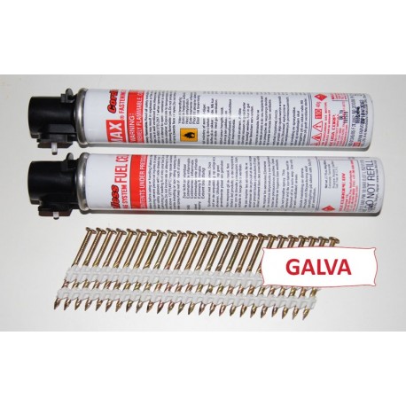 Pack Pointes 20° GALVA TORSADEES 2.8x70 boite de 2000 AVEC gaz Pack Pointes 20° GALVA TORSADEES 2.8x70 boite de 2000 AVEC gaz