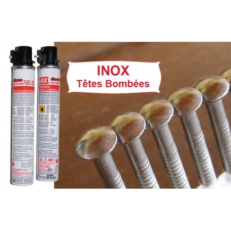 Pack pointes 20° INOX ANNELEES TB 2.8x55 boite de 2000 AVEC gaz 