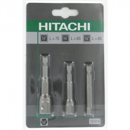 HITACHI 751970 Kit de 3 Adaptateurs pour Douilles à Choc