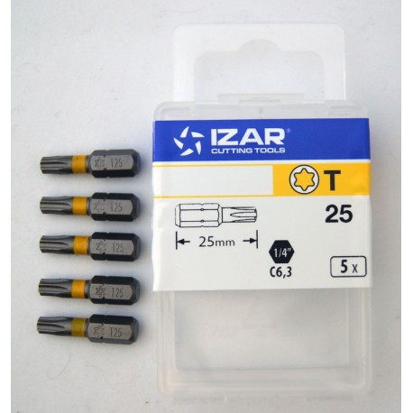 5 Embouts torx de 25 tx25 longueur 25mm