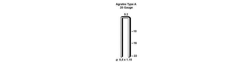 Agrafes étroites Type A de gauge 20